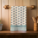 Rustic Country Checks Rooster Monogram | Name Tea Towel<br><div class="desc">Great decor for country kitchens,  this design set features a background pattern with a rooster with a country gingham check pattern on bottom and accent text where you can add your initial,  name or other text (e.g. "Chicken Mum").  These make wonderful housewarming,  wedding,  holiday and friend gifts.</div>