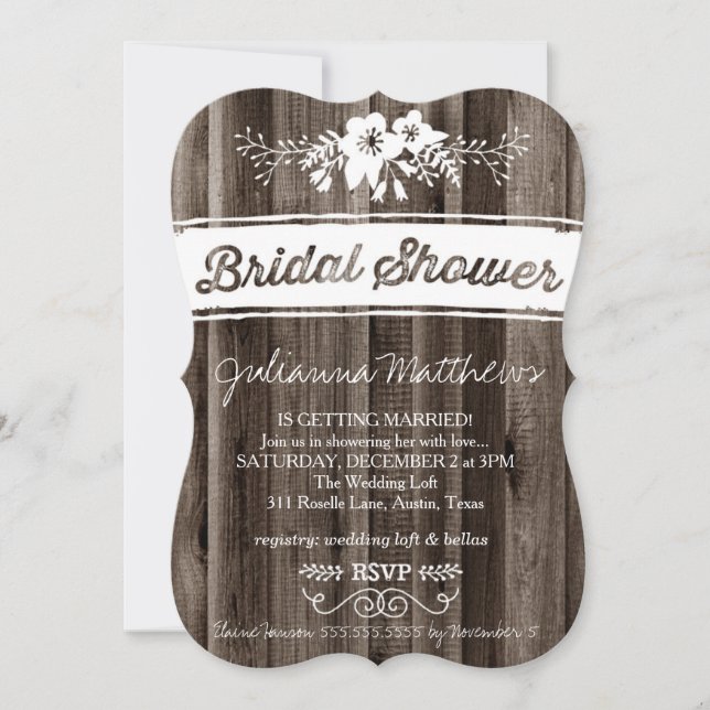 Rustic Country Chic Bridal Shower Invitation (Front)