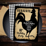 Rustic Country Chicken BBQ 50th Birthday Party  Invitation<br><div class="desc">Rustic farmhouse style with aged,  torn paper look and black and white buffalo checks as backgrounds for a black rooster silhouette "BARBEQUE" Birthday Party design by Holiday Hearts Designs (rights reserved).</div>