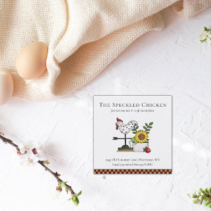 Rustic Country Chicken Rooster QR code Square Bus Square Business Card