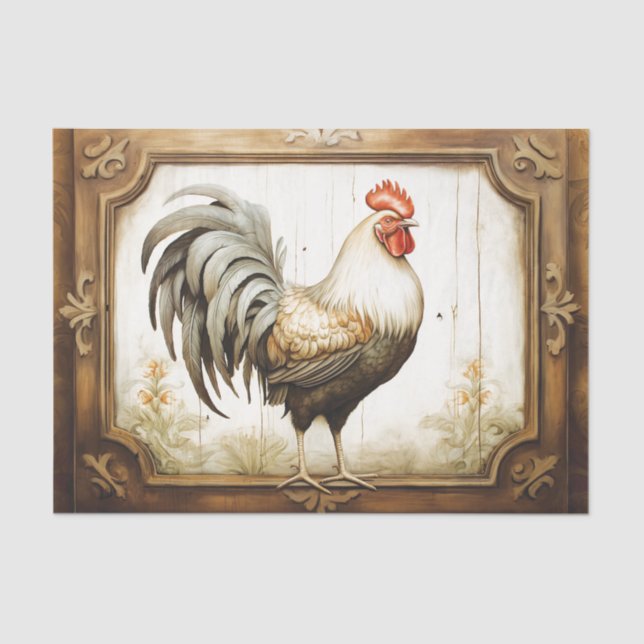 Rustic Country Chickens Decoupage Tissue Paper (Front)