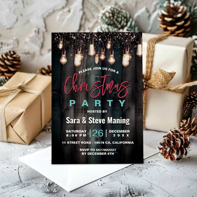 Rustic Country Christmas brown Holiday party  Invitation (Creator Uploaded)