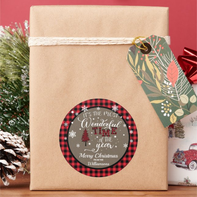 Rustic Country Christmas Buffalo Check Gift Tag (Holiday)
