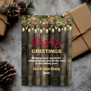 Rustic Country Christmas greenery Holiday greeting Card