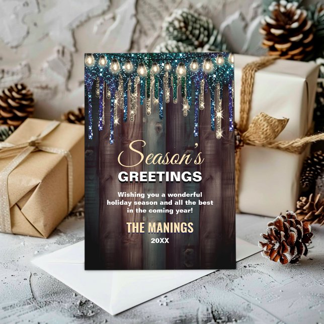 Rustic Country Christmas Holiday Blue glitter drip (Creator Uploaded)