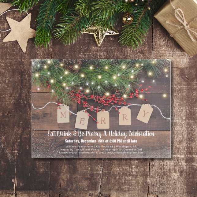 Rustic Country Christmas Holiday Party Invitation (Creator Uploaded)