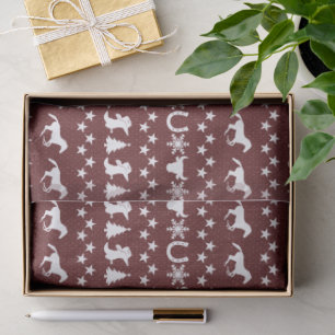 Rustic Country Christmas Horse Pattern Red Tissue Paper