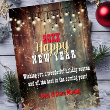 Rustic Country Christmas lights Happy New Year