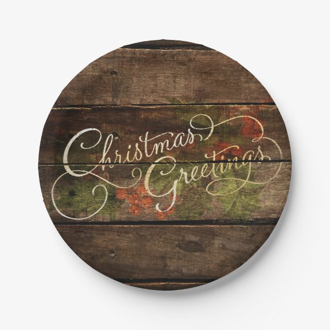 Rustic Country Christmas Paper Plate (Front)