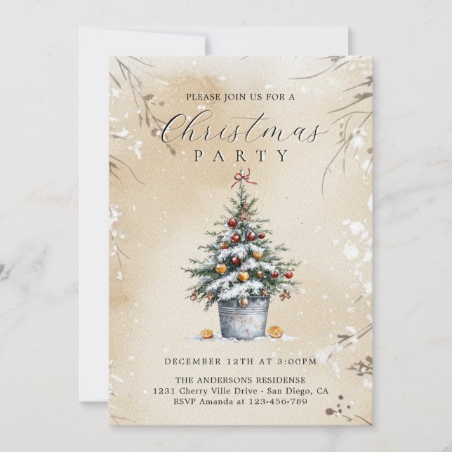 Rustic Country Christmas Party Invitation (Front)