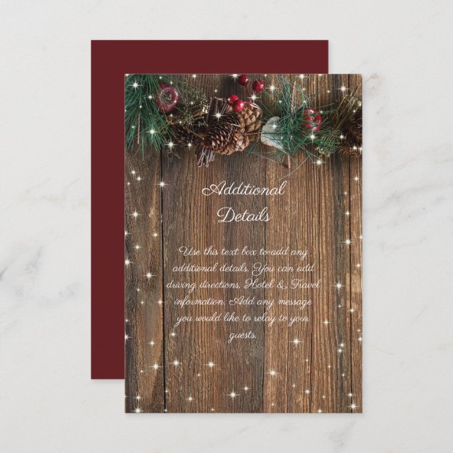 Rustic Country Christmas Pine Garland Wood Snow Enclosure Card (Front/Back)