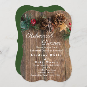 Rustic Country Christmas Rehearsal Dinner Invitation