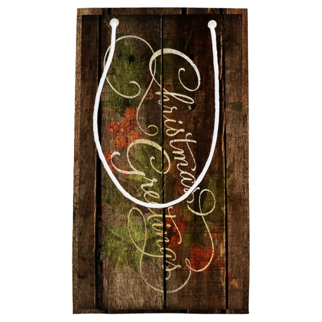 Rustic Country Christmas Small Gift Bag (Front)