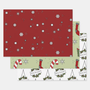 Rustic Country Christmas Snowflakes Gift Wrapping  Paper Sheet