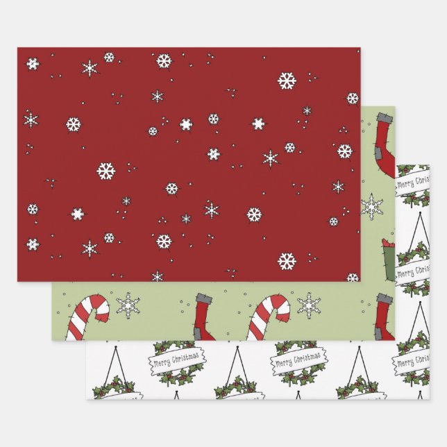 Rustic Country Christmas Snowflakes Gift Wrapping  Wrapping Paper Sheet (Set)