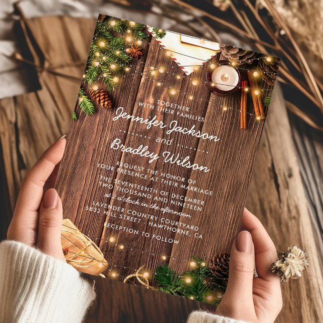Rustic Country Christmas Themed Wedding Invitation (Creator Uploaded)
