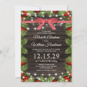 Rustic Country Christmas Wedding Invitation