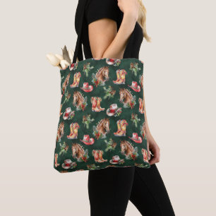 Rustic Country Christmas Western Farmhouse Horses Tote Bag