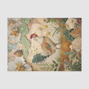 Rustic Country Collage with Chicken Crafting  Tissue Paper