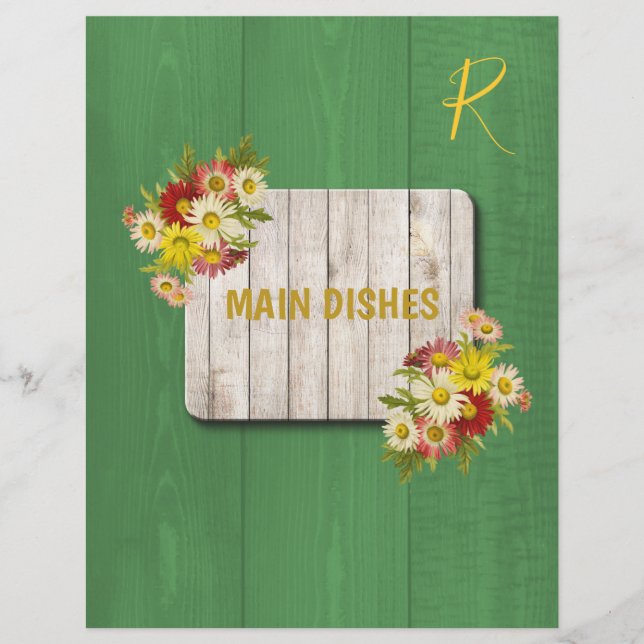 Rustic country colourful recipe organiser divider (Front)