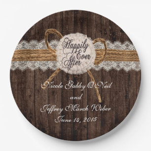 Rustic Country Couple Photo Wedding Dinner Paper Plate