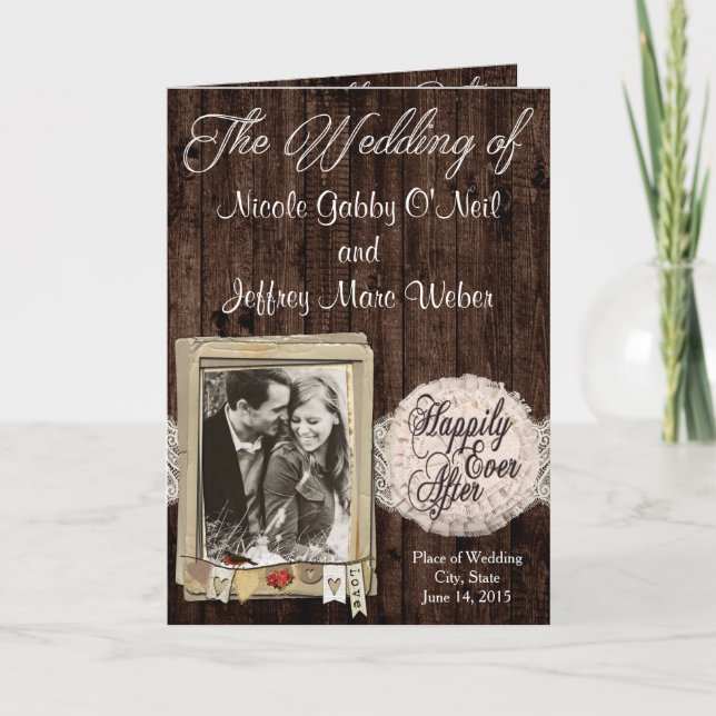 Rustic Country Couple Photo Wedding Program Programme (Front)
