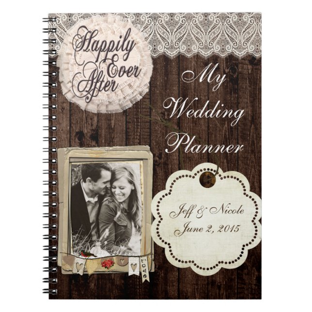 Rustic Country Couple Wedding Planner Notebook (Front)