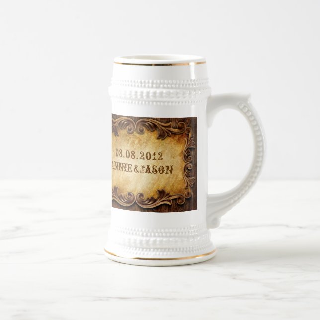 Rustic Country Cowboy Western Wedding Beer Stein (Right)