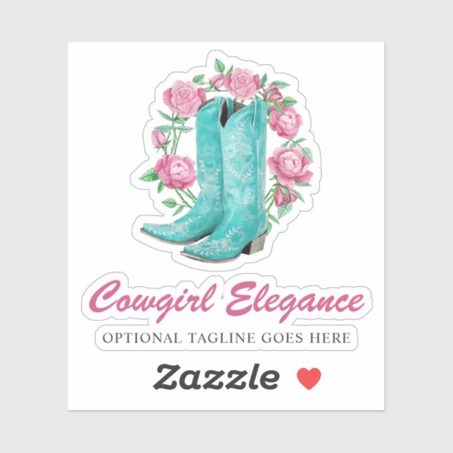 Rustic Country Cowgirl Boots & Shabby Roses Logo (Sheet)