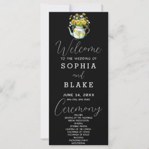 Rustic Country Daisies Black Wedding Program