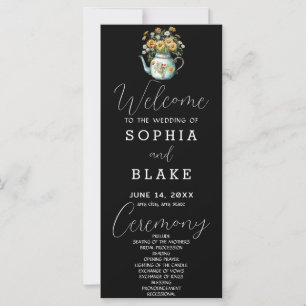 Rustic Country Daisies Black Wedding Program