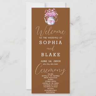 Rustic Country Daisies Tawny Brown Wedding Program