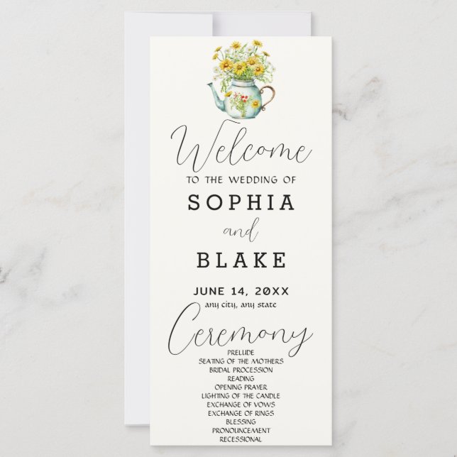 Rustic Country Daisies White Cream Wedding Program (Front)