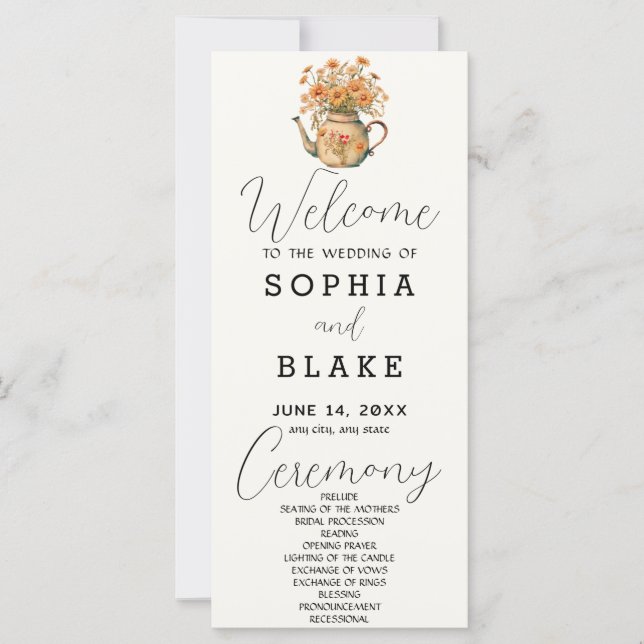 Rustic Country Daisies White Cream Wedding Program (Front)