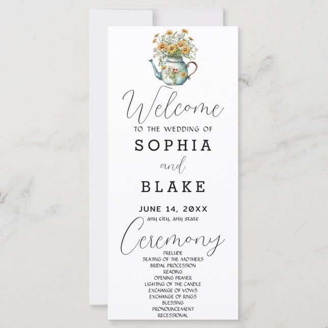 Rustic Country Daisies White Wedding Program (Front)