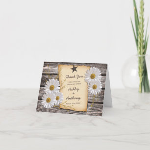 Rustic Country Daisy Floral Wedding Thank You Card