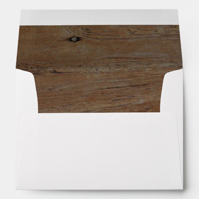 Rustic country dark barn wood texture Wedding Envelopes (Back (Bottom))