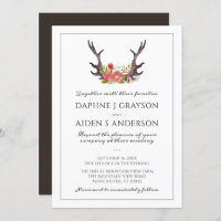 Rustic Country Deer Antlers Floral Wedding