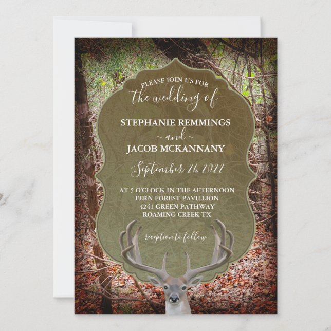 Rustic Country Deer Hunters Wedding Invitation (Front)