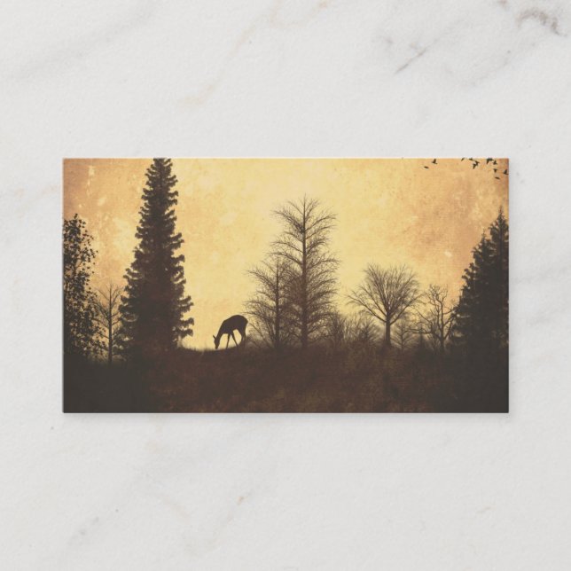 Rustic Country Deer in Trees Business Card (Front)