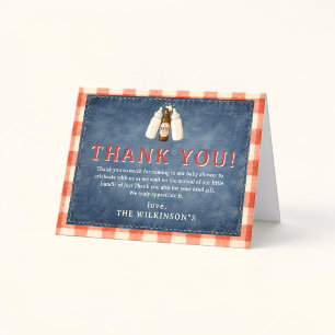 Rustic country Denim Baby Shower Thank You Note Card