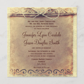 Rustic Country Distressed Vintage Wedding Invites