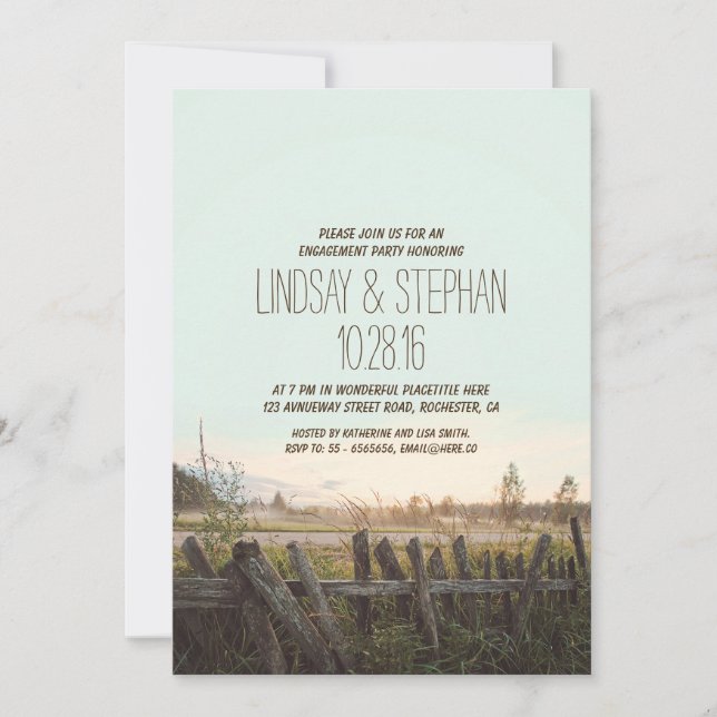 rustic country engagement party invites (Front)
