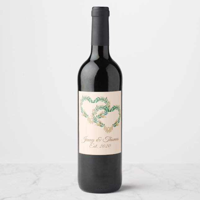Rustic Country Eucalyptus Pretty Wedding Wine Label (Front)