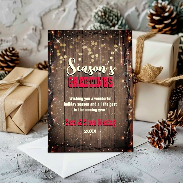 Rustic Country fairy lights Christmas  Holiday Card (Creator Uploaded)