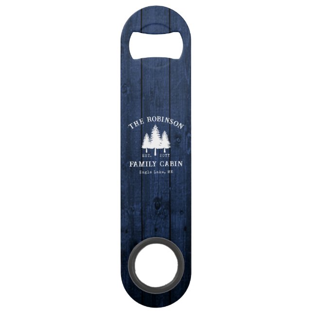 Rustic Country Family Cabin Trees Blue Wood Print (Front)