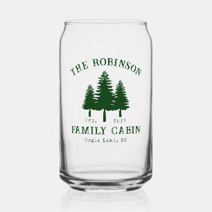 Rustic Country Family Cabin Trees Forest Green Can Glass