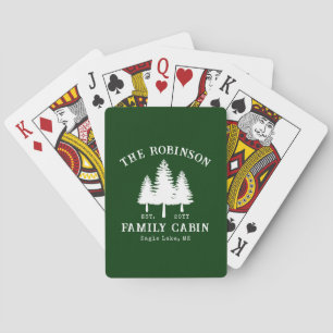 Rustic Country Family Cabin Trees Forest Green Playing Cards
