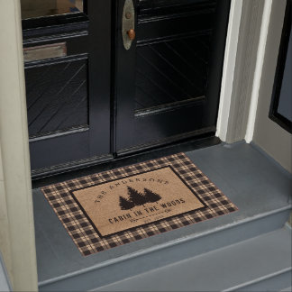 Rustic Country Family Name Cabin in the Woods Doormat