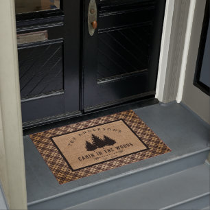 Rustic Country Family Name Cabin in the Woods Doormat